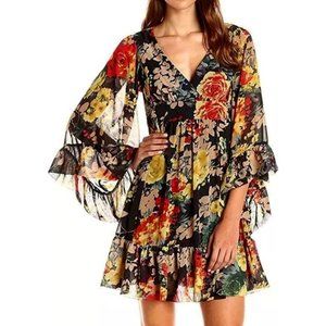 Betsey Johnson Bambi Floral Print Bell Sleeve Boho Size 2
